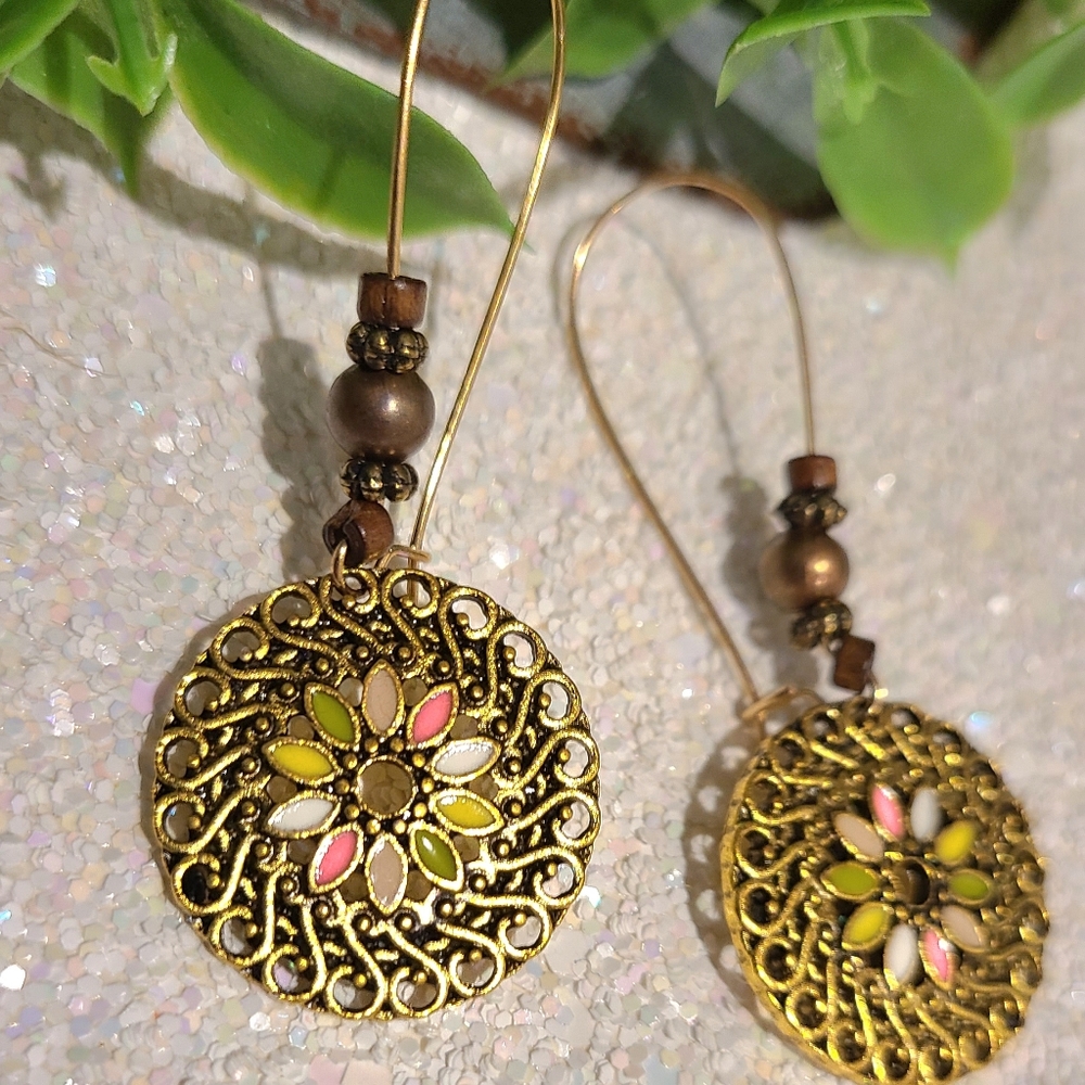 Bohemian brass dangle casual earrings